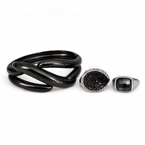 Lia Sophia Bracelet & Ring Bundle Size 6 Black Silver Statement Jewelry